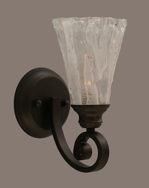 Curl Wall Sconce Shown In Bronze Finish With 5.5" Italian Ice Glass