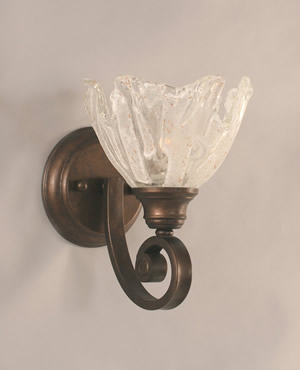 Curl Wall Sconce Shown In Bronze Finish With 7" Italian Ice Glass