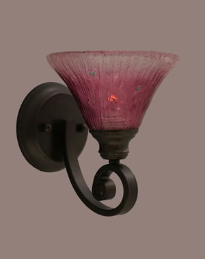 Curl Wall Sconce Shown In Bronze Finish With 7" Wine Crystal Glass