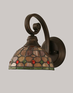 Curl Wall Sconce Shown In Bronze Finish With 7" Rosetta Tiffany Glass