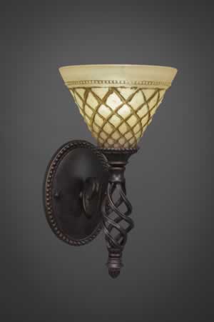 Eleganté Wall Sconce Shown In Dark Granite Finish With 7" Chocolate Icing Glass