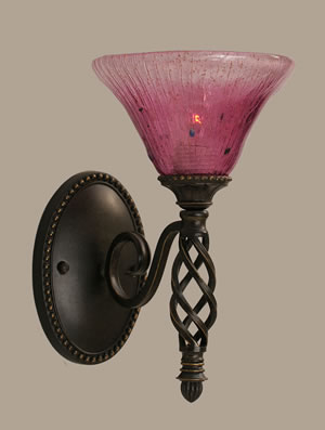 Eleganté Wall Sconce Shown In Dark Granite Finish With 7" Wine Crystal Glass
