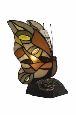Meadow Brown Tiffany Butterfly With Dark Granite Finish Base
