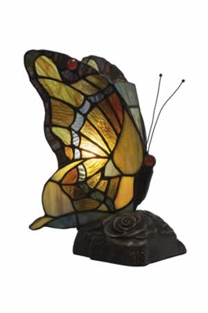Purple Edge Copper Tiffany Butterfly With Dark Granite Finish Base