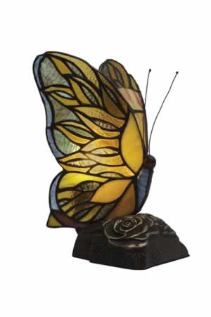 Purple Hairstreak Tiffany Butterfly With Dark Granite Finish Base