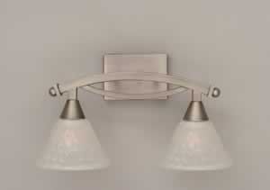 Bow 2 Light Bath Bar Shown In Brushed Nickel Finish With 7" Italian Bubble Glass
