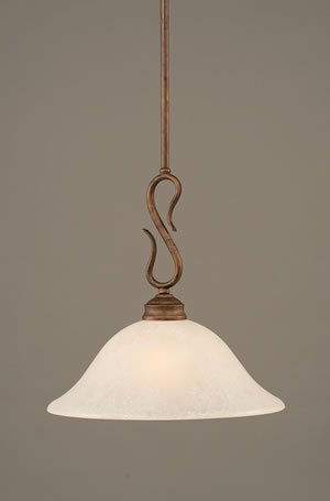 Swan Mini Pendant Shown In Bronze Finish With 12" White Marble Glass