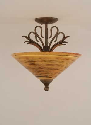 Swan Semi-Flush With 3 Bulbs Shown In Bronze Finish With 16" Firré Saturn Glass