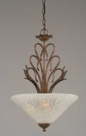 Swan Pendant With 3 Bulbs Shown In Bronze Finish With 16" Italian Bubble Glass