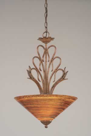 Swan Pendant With 3 Bulbs Shown In Bronze Finish With 16" Firré Saturn Glass
