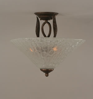 Leaf Semi-Flush With 3 Bulbs Shown In Bronze Finish With 16" Italian Bubble Glass
