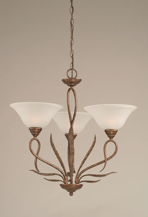 Leaf 3 Light Chandelier Shown In Bronze Finish With 10" Dew Drop Glass