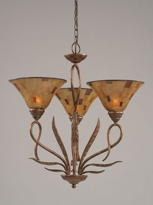 Leaf 3 Light Chandelier Shown In Bronze Finish With 10" Penshell Resin Shade