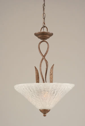 Leaf Pendant With 3 Bulbs Shown In Bronze Finish With 16" Italian Bubble Glass