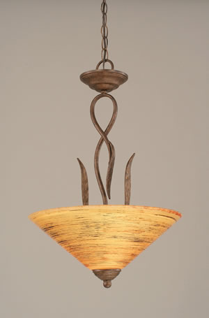 Leaf Pendant With 3 Bulbs Shown In Bronze Finish With 16" Firré Saturn Glass