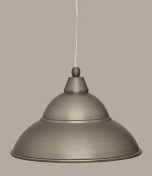 Cord Mini Pendant Shown In Brushed Nickel Finish With 13” Brushed Nickel Double Bubble Metal Shade