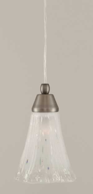 Cord Mini Pendant Shown In Brushed Nickel Finish With 5.5" Frosted Crystal Glass
