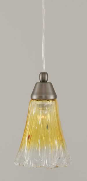 Cord Mini Pendant Shown In Brushed Nickel Finish With 5.5" Gold Champagne Crystal Glass