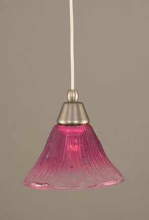 Cord Mini Pendant Shown In Brushed Nickel Finish With 7" Wine Crystal Glass