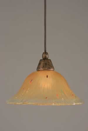 Cord Mini Pendant Shown In Bronze Finish With 10" Amber Crystal Glass