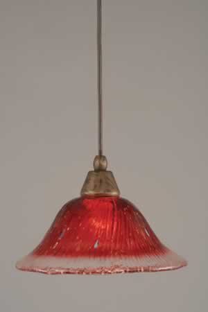 Cord Mini Pendant Shown In Bronze Finish With 10" Raspberry Crystal Glass