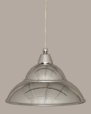 Cord Mini Pendant Shown In Chrome Finish With 13” Chrome Double Bubble Metal Shade