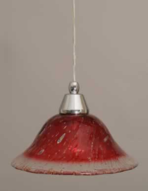 Cord Mini Pendant Shown In Chrome Finish With 10" Raspberry Crystal Glass