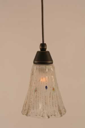 Cord Mini Pendant Shown In Dark Granite Finish With 5.5" Frosted Crystal Glass