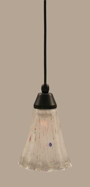 Cord Mini Pendant Shown In Matte Black Finish With 5.5" Frosted Crystal Glass
