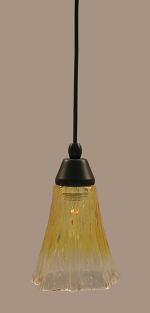 Cord Mini Pendant Shown In Matte Black Finish With 5.5" Gold Champagne Crystal Glass