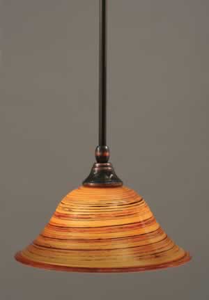 Stem Mini Pendant With Hang Straight Swivel Shown In Black Copper Finish With 10" Firré Saturn Glass