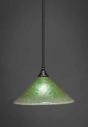 Stem Mini Pendant With Hang Straight Swivel Shown In Black Copper Finish With 12" Kiwi Green Crystal Glass