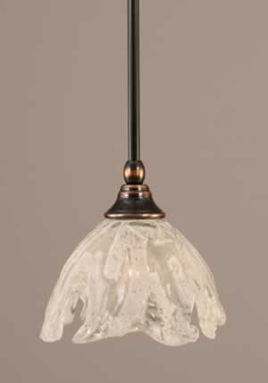 Stem Mini Pendant With Hang Straight Swivel Shown In Black Copper Finish With 7" Italian Ice Glass