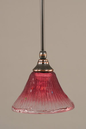 Stem Mini Pendant With Hang Straight Swivel Shown In Black Copper Finish With 7" Wine Crystal Glass