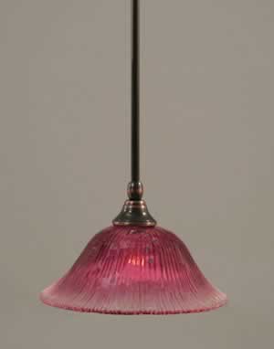 Stem Mini Pendant With Hang Straight Swivel Shown In Black Copper Finish With 10" Wine Crystal Glass