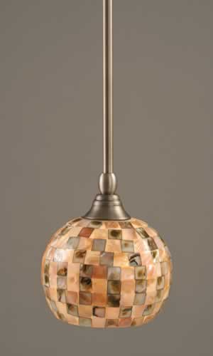 Stem Mini Pendant With Hang Straight Swivel Shown In Brushed Nickel Finish With 6" Sea Mist Seashell Glass
