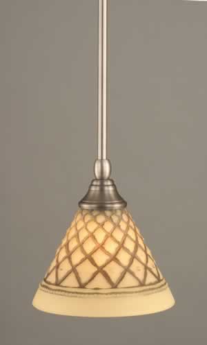 Stem Mini Pendant With Hang Straight Swivel Shown In Brushed Nickel Finish With 7" Chocolate Icing Glass