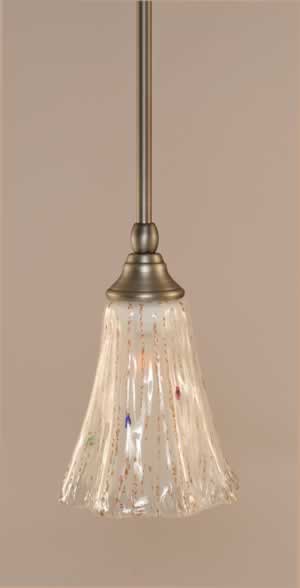 Stem Mini Pendant With Hang Straight Swivel Shown In Brushed Nickel Finish With 5.5" Fluted Frosted Crystal Glass