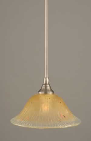 Stem Mini Pendant With Hang Straight Swivel Shown In Brushed Nickel Finish With 10" Amber Crystal Glass