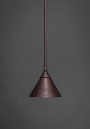 Stem Mini Pendant With Hang Straight Swivel Shown In Bronze Finish With 7” Bronze Cone Metal Shade