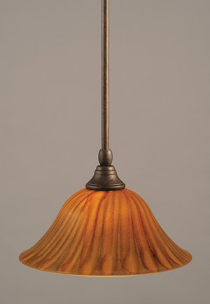 Stem Mini Pendant With Hang Straight Swivel Shown In Bronze Finish With 10" Tiger Glass
