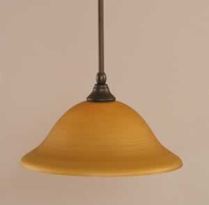 Stem Mini Pendant With Hang Straight Swivel Shown In Bronze Finish With 12" Cayenne Linen Glass
