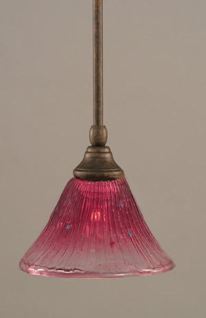 Stem Mini Pendant With Hang Straight Swivel Shown In Bronze Finish With 7" Wine Crystal Glass