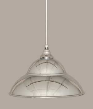 Stem Mini Pendant With Hang Straight Swivel Shown In Chrome Finish With 13” Chrome Double Bubble Metal Shade