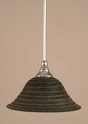 Stem Mini Pendant With Hang Straight Swivel Shown In Chrome Finish With 10" Charcoal Spiral Glass "