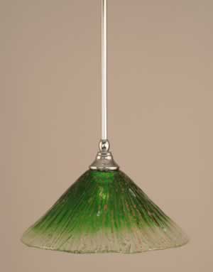 Stem Mini Pendant With Hang Straight Swivel Shown In Chrome Finish With 12" Kiwi Green Crystal Glass "