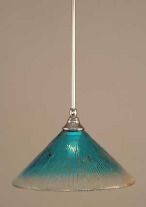 Stem Mini Pendant With Hang Straight Swivel Shown In Chrome Finish With 12" Teal Crystal Glass "