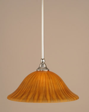 Stem Mini Pendant With Hang Straight Swivel Shown In Chrome Finish With 12" Tiger Glass "