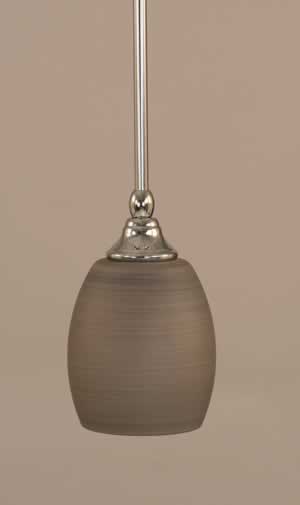 Stem Mini Pendant With Hang Straight Swivel Shown In Chrome Finish With 5" Gray Linen Glass