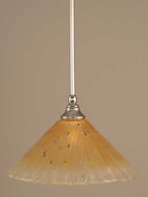Stem Mini Pendant With Hang Straight Swivel Shown In Chrome Finish With 12" Amber Crystal Glass "